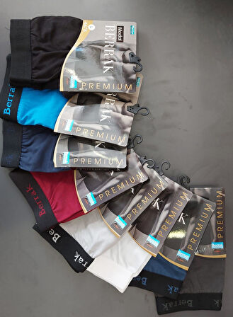 BERRAK 4476 ERKEK MODAL ÇOK RENKLİ LİKRALI BOXER 12 ADET