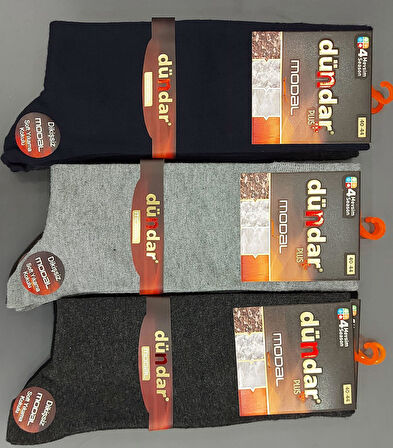 DÜNDAR PLUS 4124 ERKEK MODAL LİKRALI DİKİŞSİZ ÇORAP 12 ADET