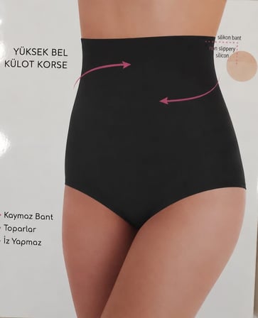NBB 1935 KADIN YÜKSEK BEL SİYAH LAZER KESİM KÜLOT KORSE TEKLİ