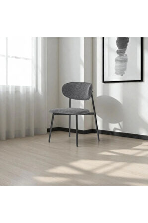 Laila S80 Sandalye – Antrasit Kumaş, Siyah Metal Ayak