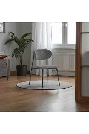 Laila S80 Sandalye – Antrasit Kumaş, Siyah Metal Ayak