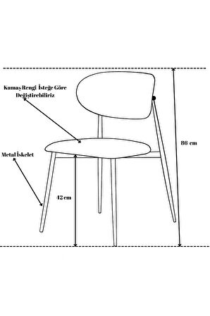 Laila S80 Sandalye – Antrasit Kumaş, Siyah Metal Ayak