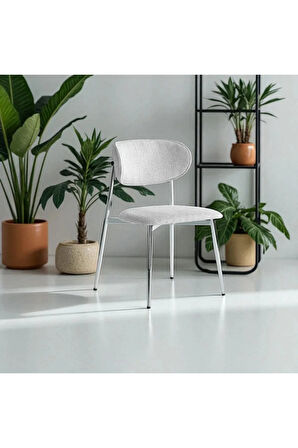 Laila S80 Sandalye – Gri Kumaş, Krom Metal Ayak