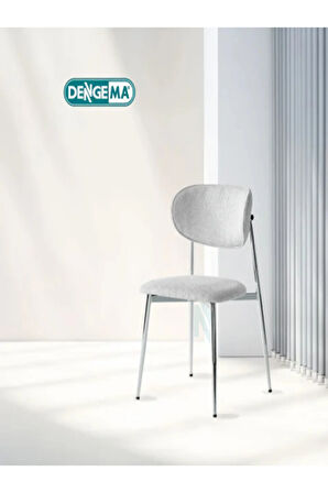 Laila S80 Sandalye – Gri Kumaş, Krom Metal Ayak