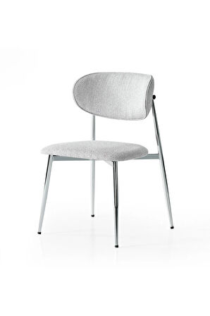 Laila S80 Sandalye – Gri Kumaş, Krom Metal Ayak