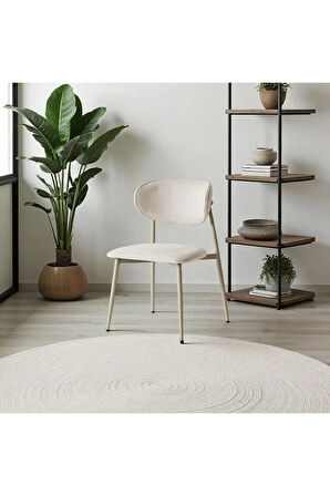 Laila S80 Sandalye – Krem Kumaş, Kapuçino Metal Ayak