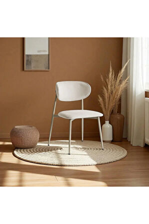 Laila S80 Sandalye – Krem Kumaş, Kapuçino Metal Ayak