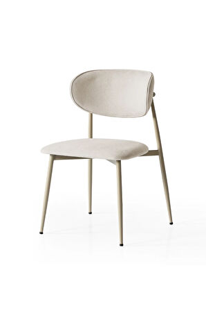 Laila S80 Sandalye – Krem Kumaş, Kapuçino Metal Ayak