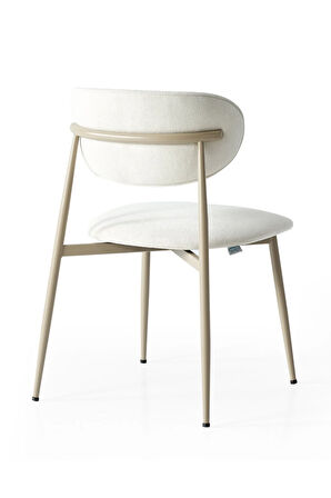 Laila S80 Sandalye – Krem Kumaş, Kapuçino Metal Ayak