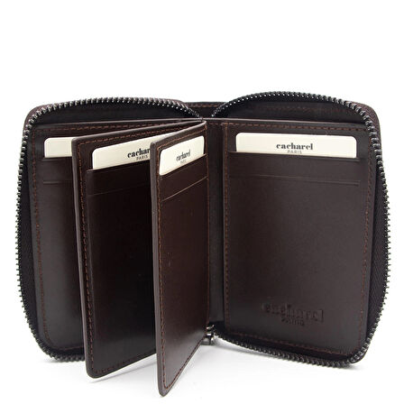 Cacharel Kahve Gladyatör Unisex Deri Cüzdan 24375G66