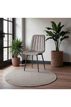 S87 Togo Sandalye (2 Adet) – Gri Kumaş, Siyah Metal Ayak