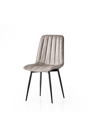 S87 Togo Sandalye (2 Adet) – Gri Kumaş, Siyah Metal Ayak