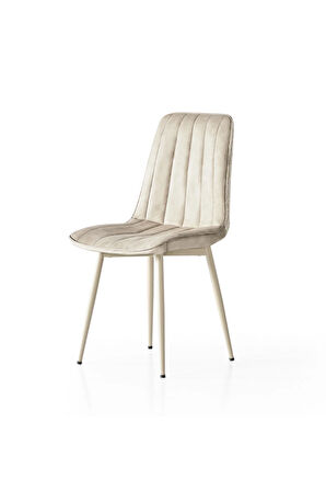 S87 Togo Sandalye (2 Adet) – Krem Kumaş, Kapuçino Metal Ayak