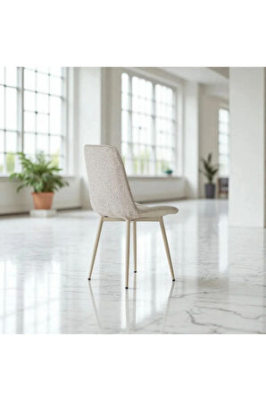 S87 Togo Sandalye (2 Adet) – Krem Kumaş, Kapuçino Metal Ayak