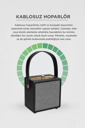 Premium Seyahat Müzik Piknik Bluetooth Hoparlör Wooden Case X2 Siyah