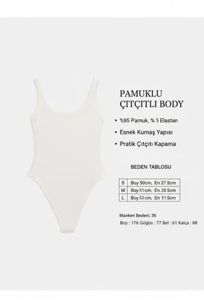 Askılı Fitilli Bodysuit Pamuk