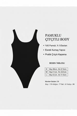 Askılı Fitilli Bodysuit Pamuk