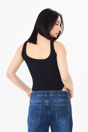 Askılı Fitilli Bodysuit Pamuk