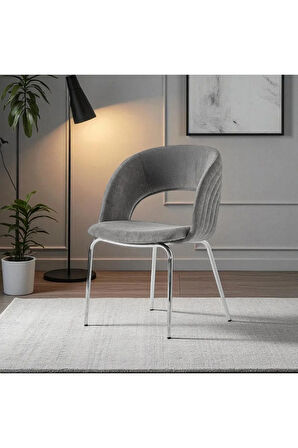 Boston S91 Sandalye (2 Adet) – Antrasit Kumaş, Krom Metal Ayak