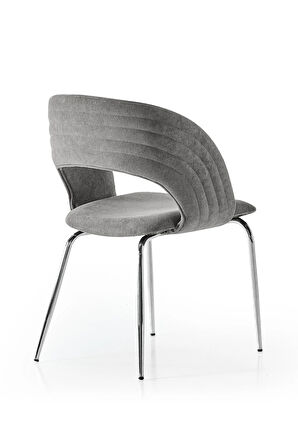 Boston S91 Sandalye (2 Adet) – Antrasit Kumaş, Krom Metal Ayak