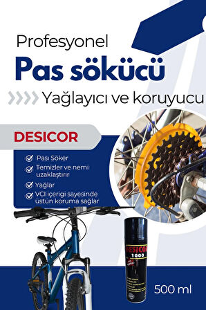 Desicor 1000 VCI Sprey Pas Sökücü Yağlayıcı Korozyon Önleyici Genel Bakım Spreyi 500 ml 2 Adet