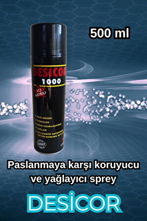 Desicor 1000 VCI Sprey Pas Sökücü Yağlayıcı Korozyon Önleyici Genel Bakım Spreyi 500 ml 3 Adet