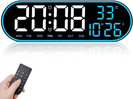 USB ile Çalışan LED Duvar Saati  Büyük Ekran, Geri Sayım, Uzaktan Kumanda, Sıcaklık ve Tarih Gösterimi