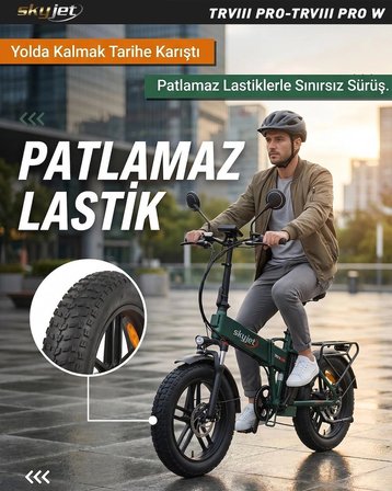 SKYJET TRVIII PRO 1000W ELEKTRİKLİ BİSİKLET AYNA ÇANTA VE EL GAZI HEDİYELİ