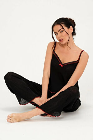 İp Askılı Kadın Pijama Takımı - Çeyizlik Pijama- Sevgililer Günü Özel Serisi 