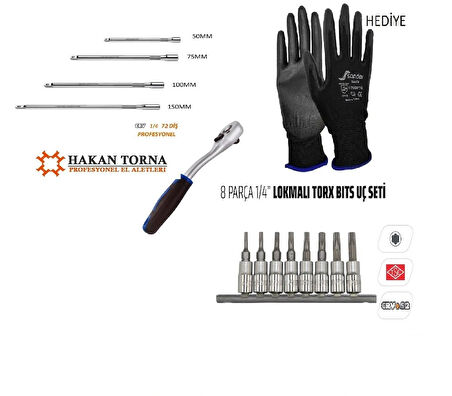 Yofe 1/4 Lokma Cırcır Kolu Rico 1/4 Lokma Ara Kol TORX LOKMA SETİ TAKIMI