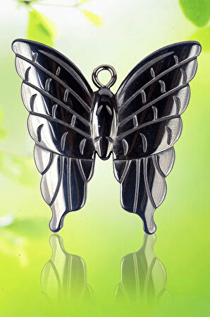 Sertifikalı AAA+ Kelebek Model Doğal Taş Hematit Taşı Kolye
