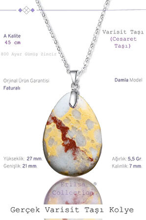 Sertifikalı Damla Model Açık Mavi Varisit Taşı Kolye (GÜMÜŞ APARATLI)