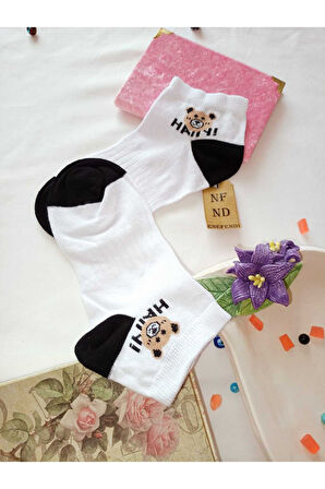 3 ÇİFT DİKİŞSİZ ÇORAP PATİK YUMUŞAK PAMUKLU KISA KONÇ DESENLİ KADIN ÇORABI 36-40 SİYAH BEYAZ