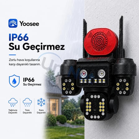 Uninet 4K Pro 16MP 4 Kameralı WiFi Güvenlik Kamerası 360° Pan-Tilt Renkli Gece Görüşü IP66