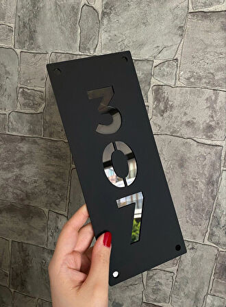 Double Siyah Mat Fine Serisi Pleksi Kapı Numarası