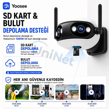 Uninet Panoramik 5mp Çift Kameralı Wifi Dış Mekân Güvenlik Kamerası – 180 Derece Iki Lensli Panoramik Görüş, Renkli Gece Görüşü ve Çift Yönlü Ses