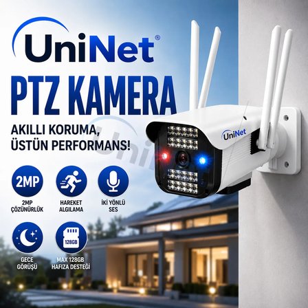 Uninet Unınet 2mp 1080P Wifi Ptz Güvenlik Kamerası – Hareket Takibi, Gece Görüşü, Çift Yönlü Ses ve Polis Çakarılı