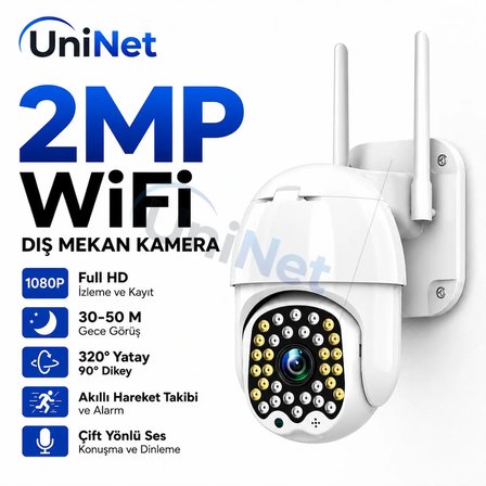 Uninet 360 Derece Ptz Dış Mekân Wifi Güvenlik Kamerası – Gece Görüşlü, Uzaktan Kontrollü ve Hareket Algılamalı