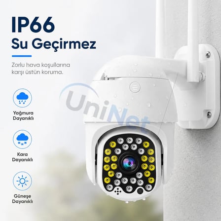 Uninet 360 Derece Ptz Dış Mekân Wifi Güvenlik Kamerası – Gece Görüşlü, Uzaktan Kontrollü ve Hareket Algılamalı