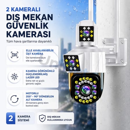 Uninet 5mp Çift Kameralı Wifi Ptz Güvenlik Kamerası – 355° Döner, Lazer Flash Led, Insan Takibi ve Gece Görüşü