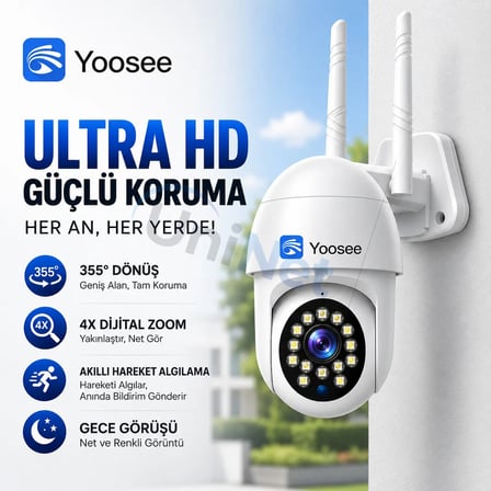 Uninet Dönebilen Dış Mekân Wifi Kamera – Ultra Hd, Akıllı Hareket Algılama, 4x Dijital Zoom ve Gece Görüşü