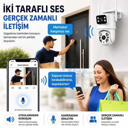 Uninet YS-10 Pro 6MP Çift Lensli WiFi PTZ Güvenlik Kamerası Beyaz İnsan Takibi