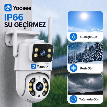 Uninet YS-10 Pro 6MP Çift Lensli WiFi PTZ Güvenlik Kamerası Beyaz İnsan Takibi