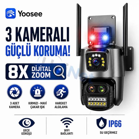 Uninet 6 MP Çift Lensli WiFi PTZ Dış Mekan Güvenlik Kamerası, Renkli Gece Görüşü
