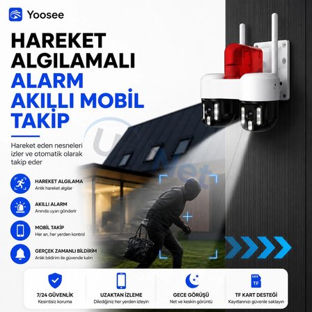 Uninet YS-24 8MP Çift Kameralı PTZ Güvenlik Kamerası WiFi Gece Görüşlü Beyaz