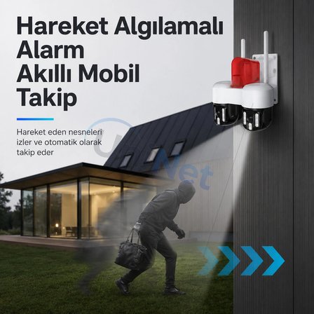 Uninet YS-24 8MP Çift Kameralı PTZ Güvenlik Kamerası WiFi Gece Görüşlü Beyaz