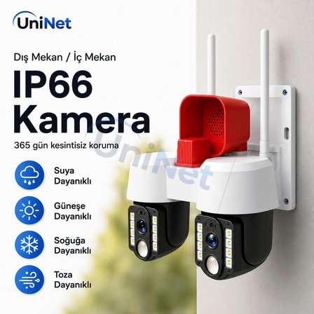 Uninet YS-24 8MP Çift Kameralı PTZ Güvenlik Kamerası WiFi Gece Görüşlü Beyaz