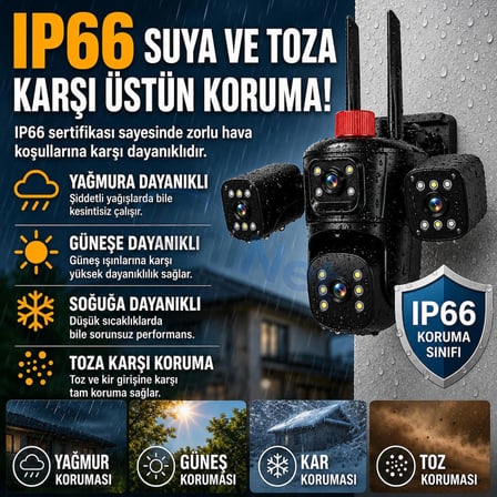 9mp Wifi Ptz Kamera – 3 Kameralı, 355 Derece Dönebilen Başlıklı, Renkli Gece Görüşü ve Çift Yönlü Ses Özellikli