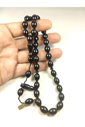 Mesut Elma Usta Eseri Imzalı Mühürlü İnci Siyahı Sıkma Kehribar Sertifikalı 5373