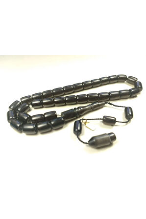 Mesut Elma Usta Eseri Imzalı Mühürlü İnci Siyahı Sıkma Kehribar Sertifikalı 5363